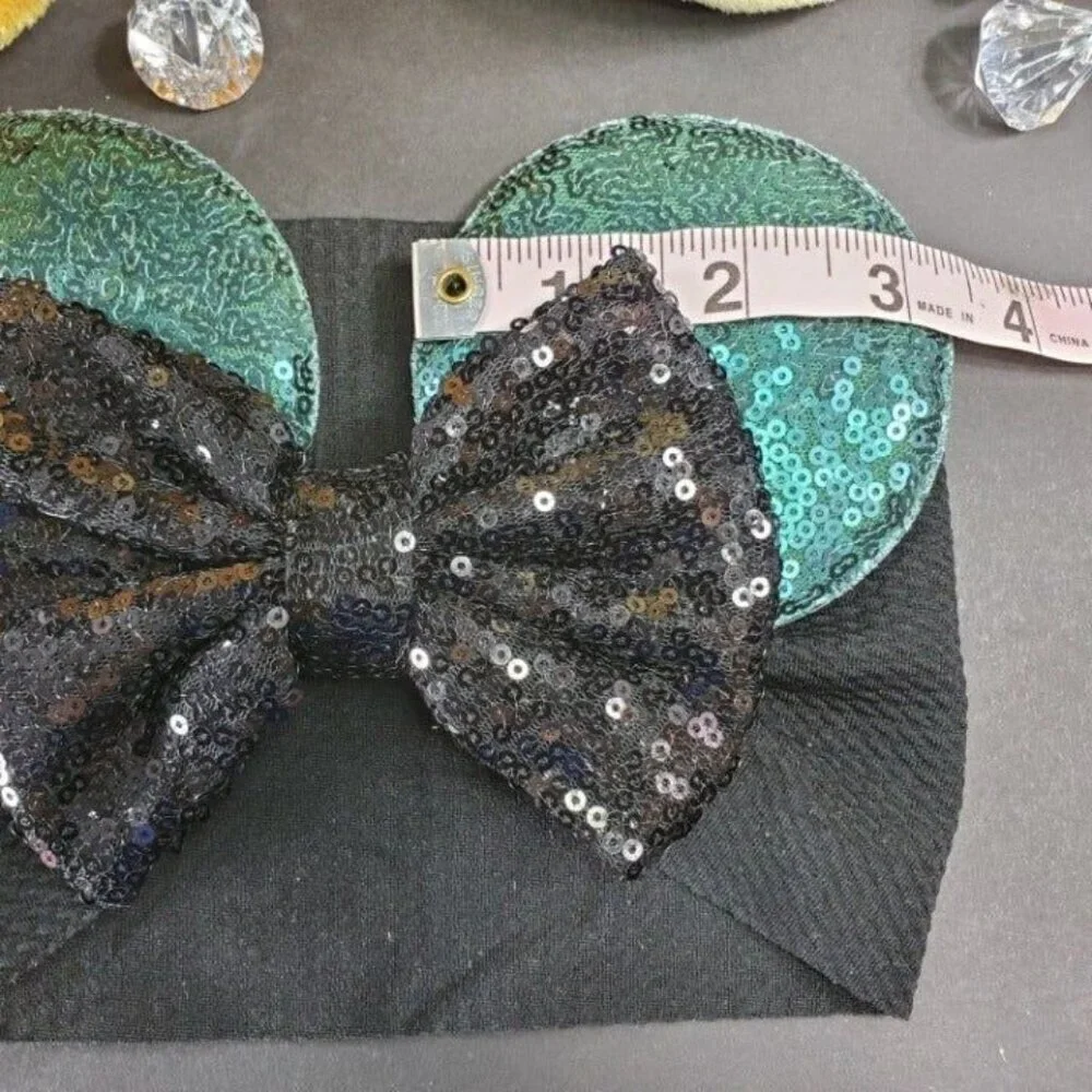 Minnie Mouse Ears Headband Hair Turban Sequins Hair Bow Spa Head Wrap Hair Care